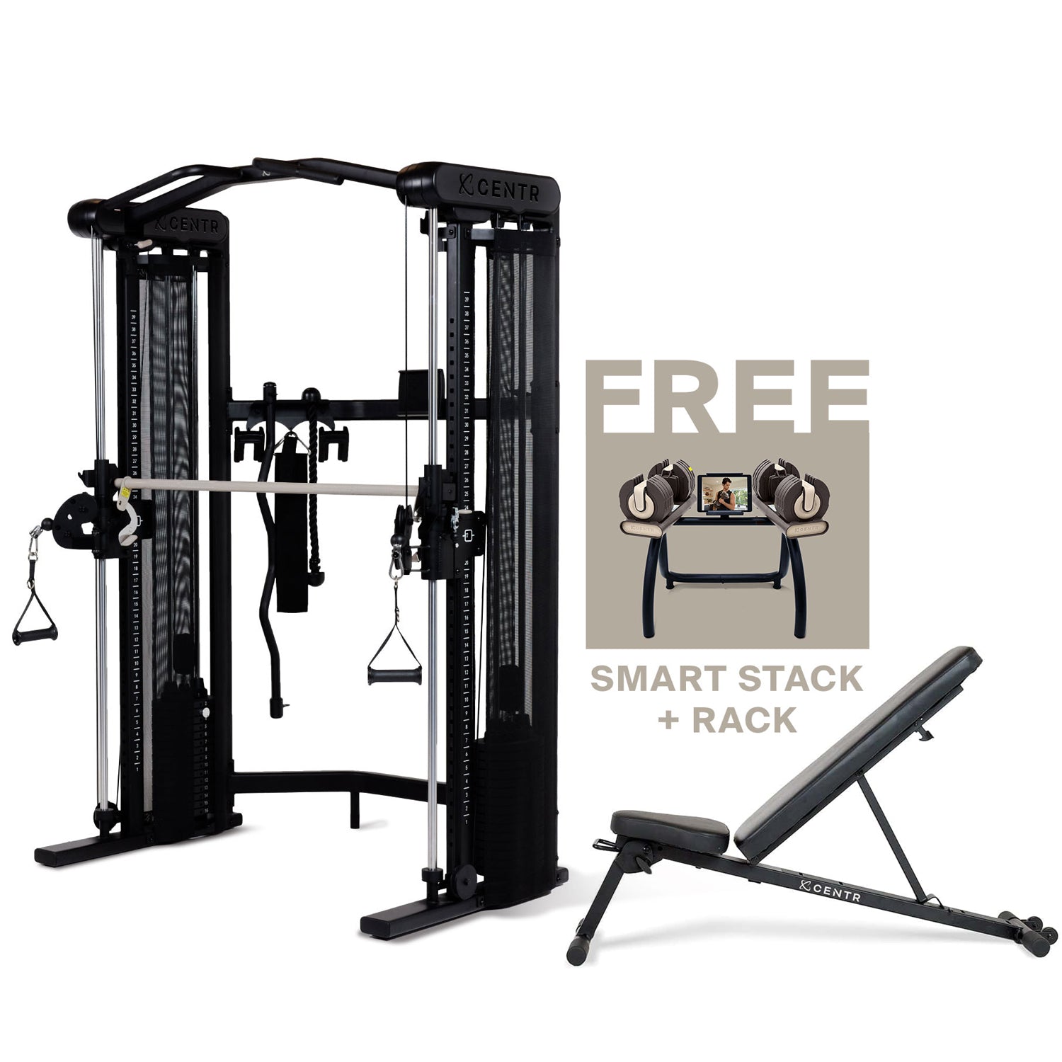 Centr 3 Home Gym Functional Trainer (with Selectorised Smith Machine)