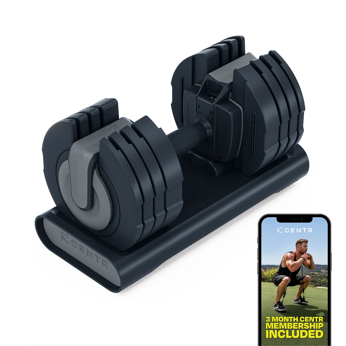 Centr Smart Stack 50 Adjustable Dumbbells (Pair) + Smart Rack