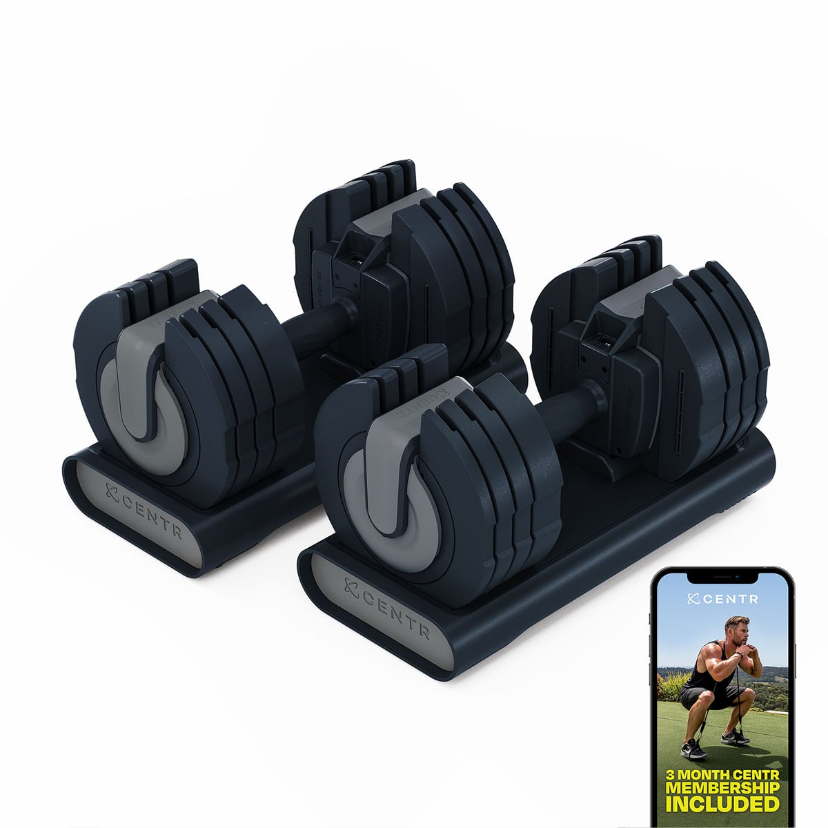 Centr Smart Stack 50 Adjustable Dumbbells (Pair) + Smart Rack
