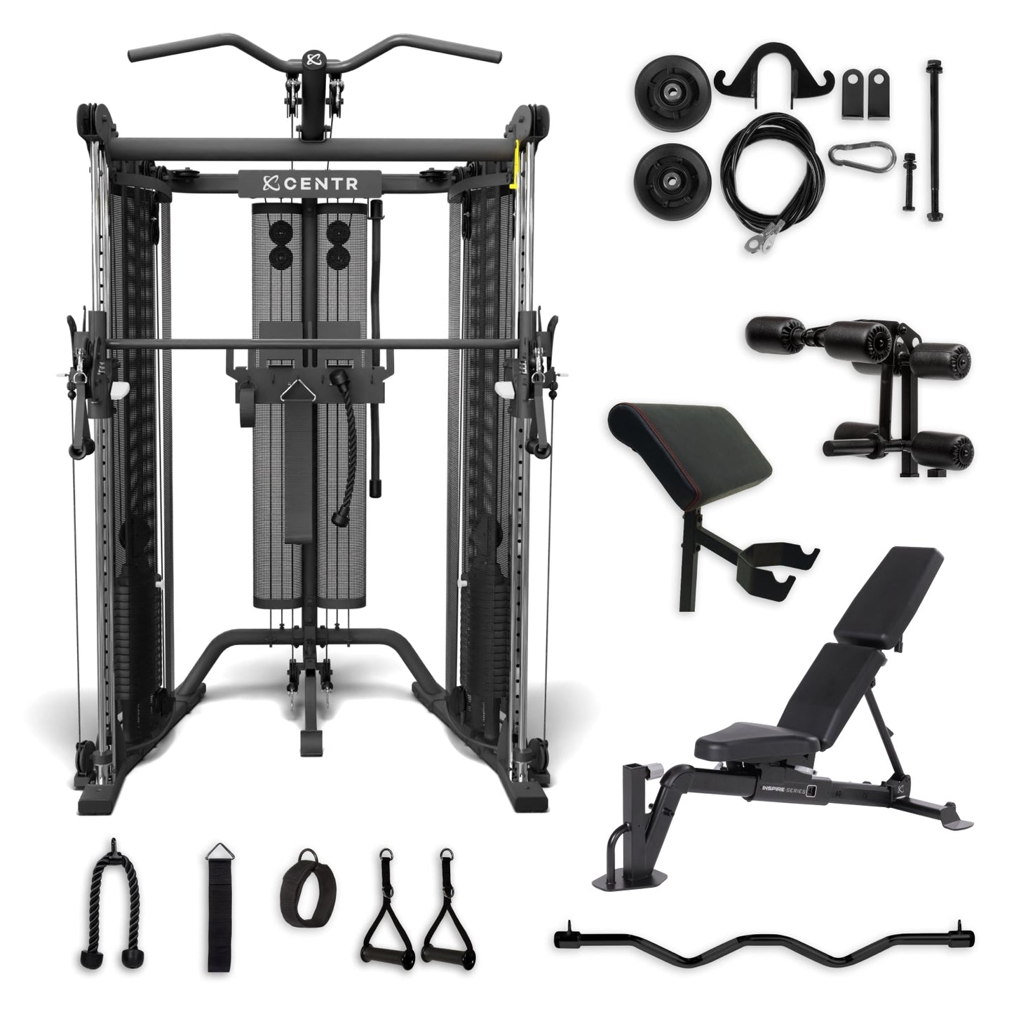 Centr SF6 Bundle (Adjustable Bench + Leg Extension/Curl + Preacher Curl Attachment)